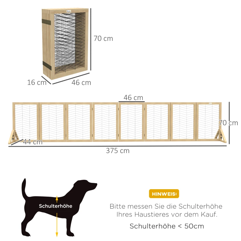 Hundgrind Trappgrindspärr, Hopfällbar, Furu, 375 Cm X 44 Cm X 70 Cm, Natur 3