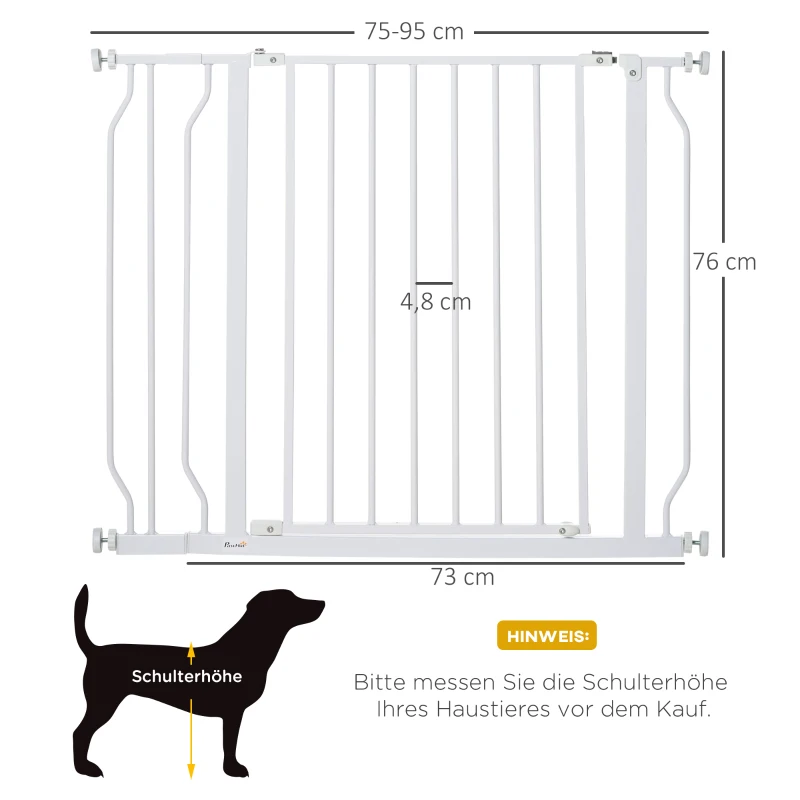 Hundskydd, Spärr, Tvåvägsöppning, Väggfäste Med Tryckknappar, Justerbar Från 75 Cm Till 95 Cm, Vit 3