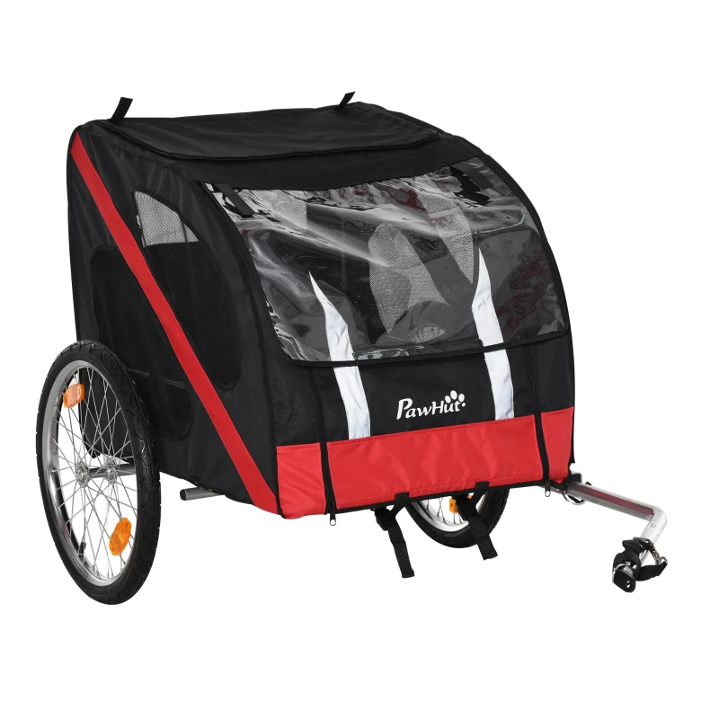 Hundsläp Cykelsläp Hundtransporter Offroad Hundcykelsläp För Hundar Väderbeständig Oxford Tyg Stålram 145 X 80 X 87 Cm Svart+röd 1