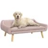 Hundsoffa För Hund, Scandi Design, Avtagbar Kudde, Sammetslook, 102 Cm X 58,5 Cm X 42,5 Cm, Rosa + Natur 6