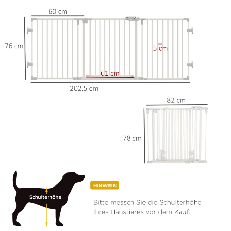 Hundspärr Dörrvakt Husdjursvakt Justerbar Hopfällbar Eldstadsport Med Automatisk Stängningsdörr 3 Paneler För Ugn Väggmonterad/Fristående Vit 202,5 ​​x 76 Cm 3