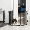 Hundspärr Dörrvakt Pet Guard Justerbar Hopfällbar öppen Spisgrind Med Automatisk Stängningsdörr 3 Paneler För Ugn Väggmonterad/Fristående Svart 202,5 ​​x 76 Cm 4