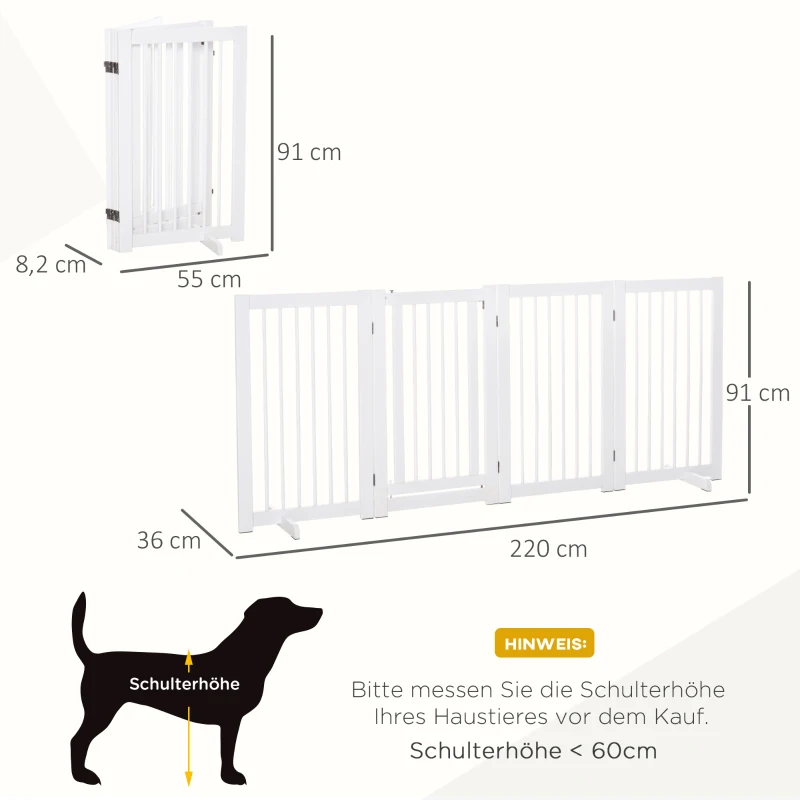 Hundspärrgrind 91 Cm Skyddsgrind I Trä Fristående Hundgrind Med Dörr Säkerhetsport Vikbar Dörrvakt Hundspärr Med 2 Stödfötter För öppen Spis & Ugn Vit 3