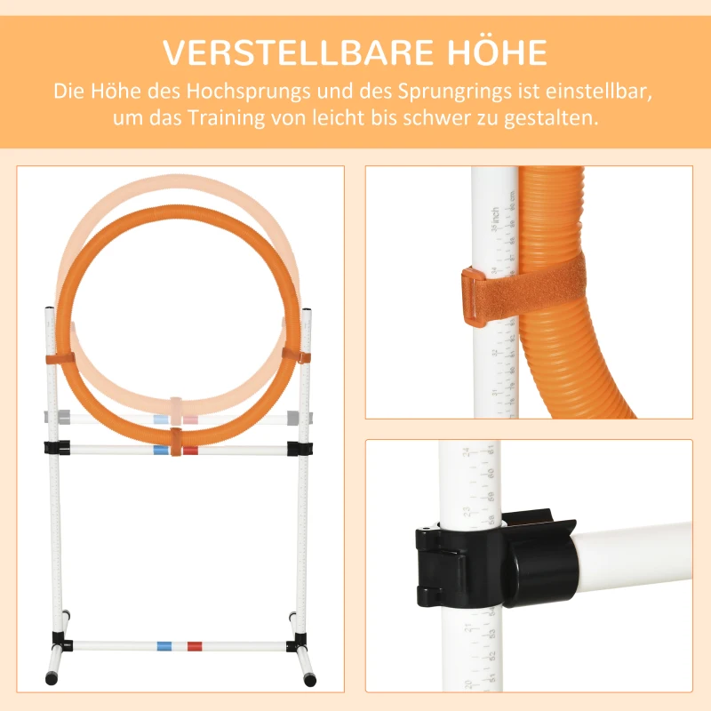 Hundträningsset Hoppring För Agilityträning För Husdjur Bärbar PE Vit + Orange 74,5 X 66 X 91 Cm 4