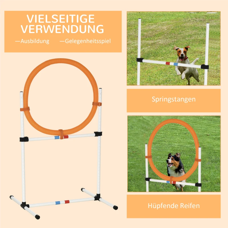 Hundträningsset Hoppring För Agilityträning För Husdjur Bärbar PE Vit + Orange 74,5 X 66 X 91 Cm 7