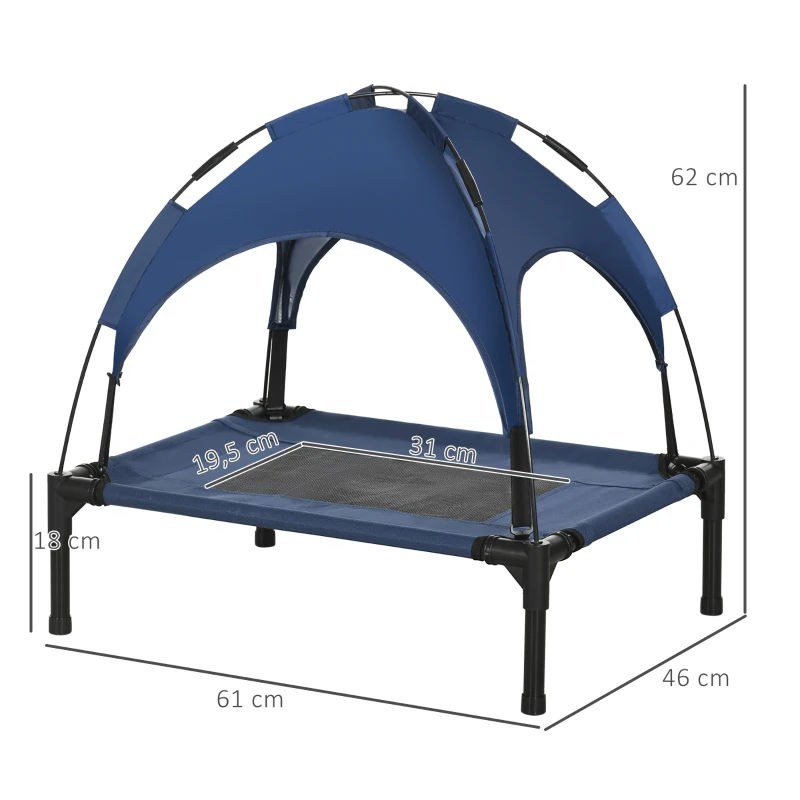 Husdjurssäng Utomhus Hundsäng Väderbeständig Med Kapell 61 Cm X 46 Cm X 62 Cm Blå + Svart 3