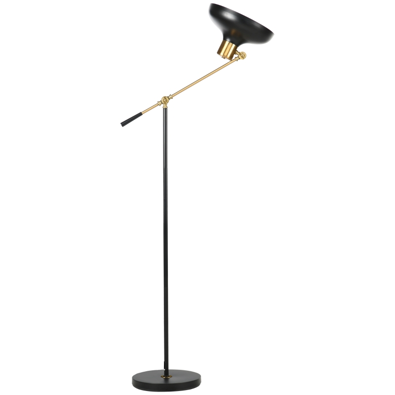 Industriell Design Golvlampa, Golvlampa, Emalj, Flexibel Ram, Fotkontakt, Svart + Guld 1