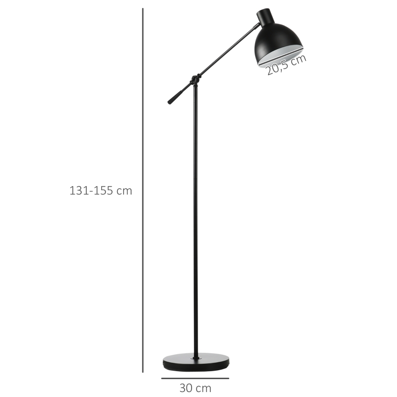 Industriell Design Golvlampa, Höjdjusterbar, Golvbrytare; 30m X 30cm X 131cm Svart 3