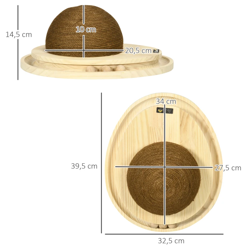 Interaktiv Kattleksak, Skrapyta, Oval Bollbana, Furu, 39,5 X 32,5 X 14,5 Cm 3