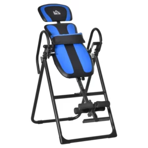 Inversion Bänk Hopfällbar Gravity Trainer Set Med Två Rörliga Hjul Ryggstoppning Metall ABS Svart + Blå 132 X 71 X 145 Cm 1