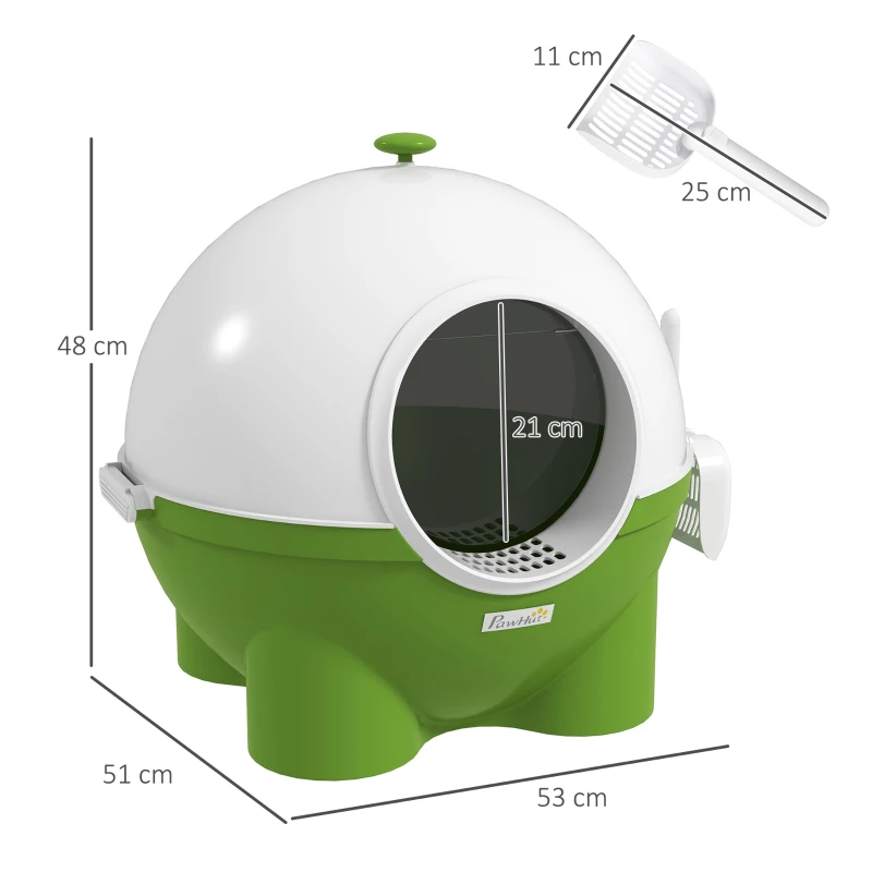 Kattlåda Med Sil, Skopa Ingår, Söt Design; Grön + Vit 3