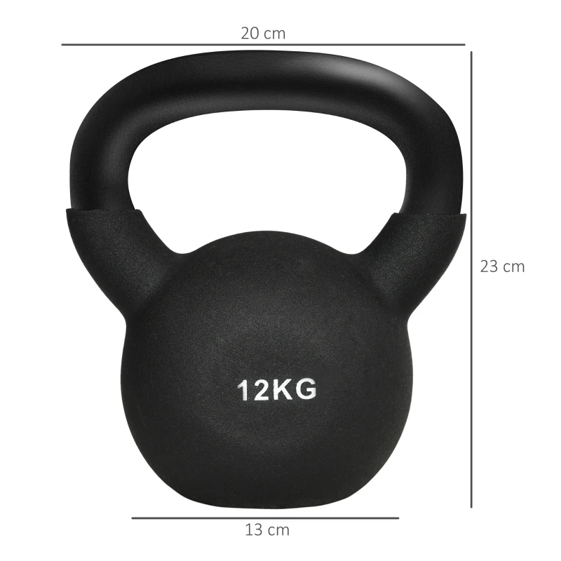 Kettlebell, Kettlebell, 12 Kg, Med Plastbeläggning, Stål, Svart 20 X 13 X 22cm 3