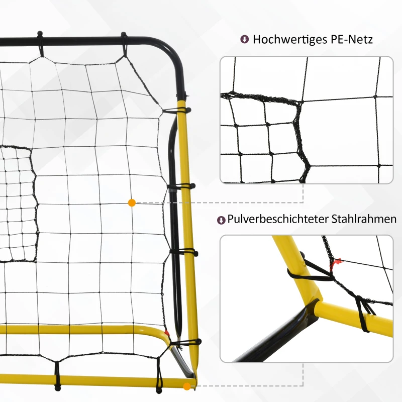 Kickback Fotboll Rebounder Mål Rebound Väggnät För Fotboll, Basket Och Baseboll, Stål + PE, Gul + Svart, 184 X 63 X 123 Cm 7