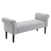 Klädd Bänk Lounge Pall Hall Hall Bänk Säng Bänk Elegant Med Rullade Sidor Linnetyg Skum Polyester Ljusgrå 132 X 45,5 X 58 Cm 1