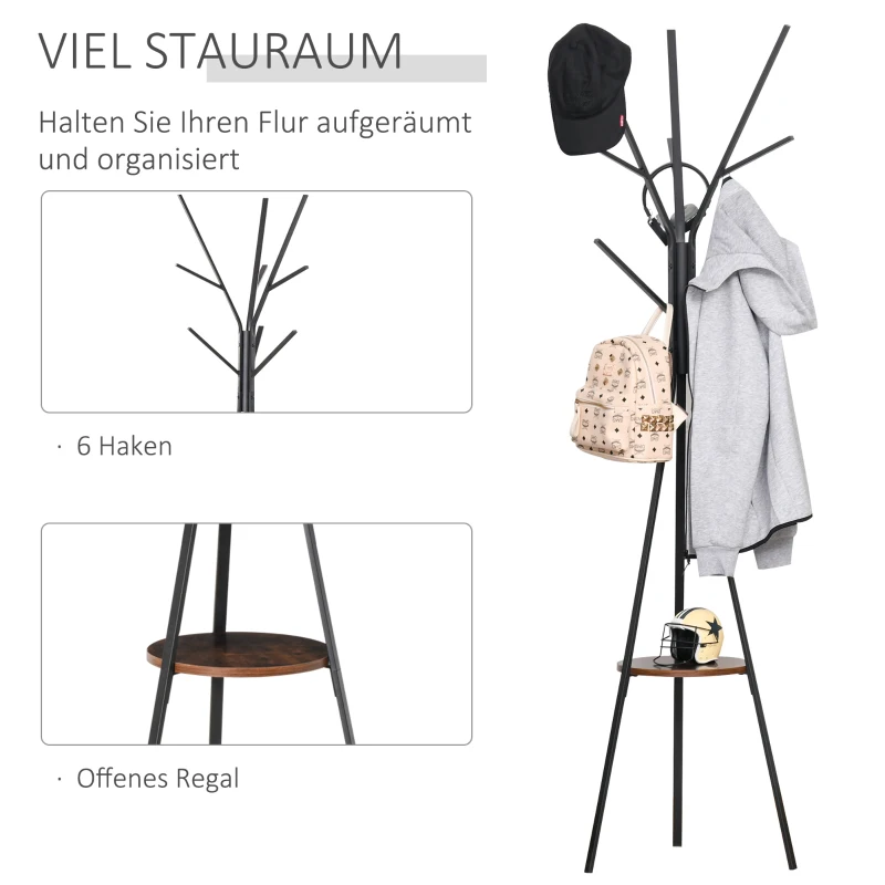 Klädhängare I Scandi Design, Klädhängare, 7 Klädkrokar, Svart + Brun 4