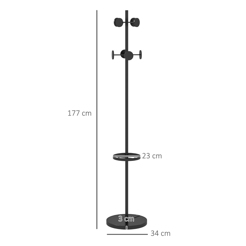 Klädhängare, Klädhängare, Hatthylla, Inklusive Paraplyställ, 12 Klädkrokar, Svart 3