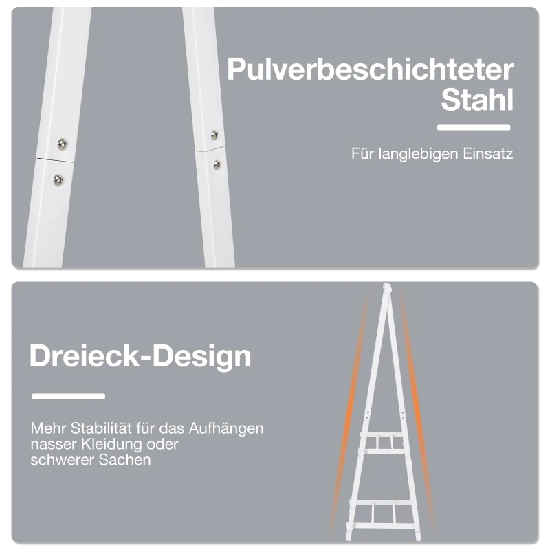 Klädställ Med Skoställ, Klädstång, Klädstativ, Stål, Vit, 107,5 X 45 X 150 7