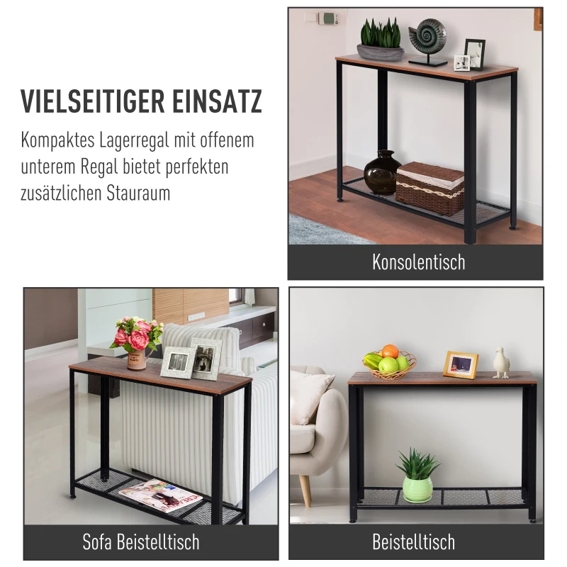 Konsolbord, Sideboard, Sidobord Med Gallerhylla, Industriell Stil, Metall, 101 X 35 X 80 Cm 6