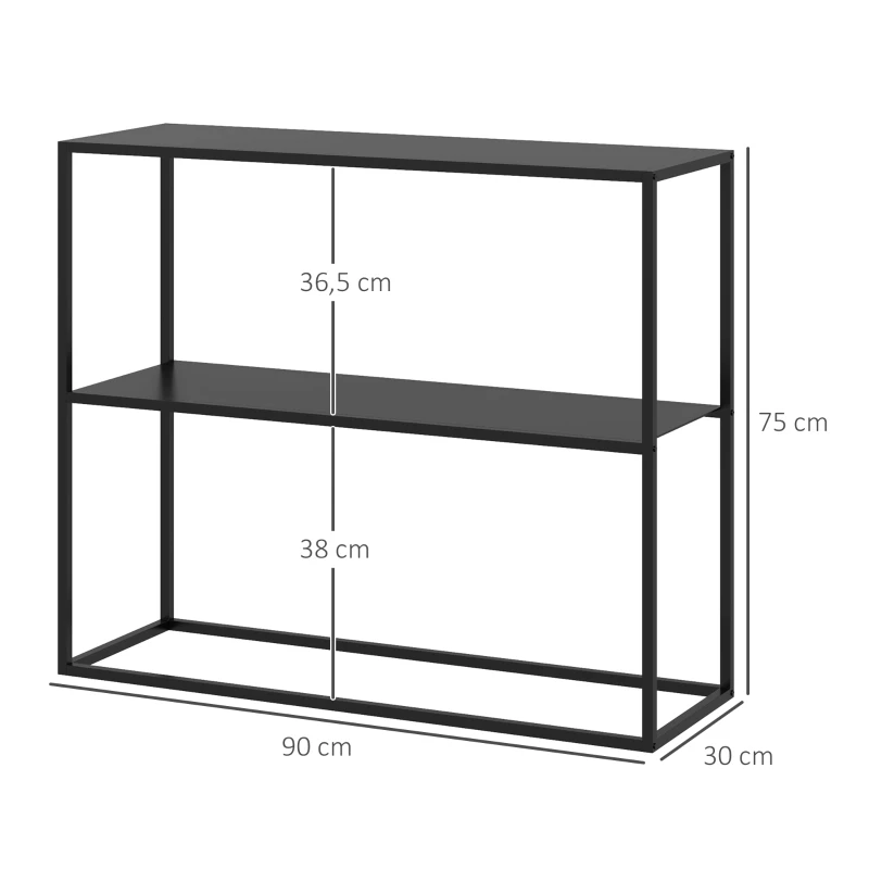 Konsolbord, Skänk, 2 Plan, Pulverlackerat Stål, 90 X 30 X 75 Cm, Svart 3