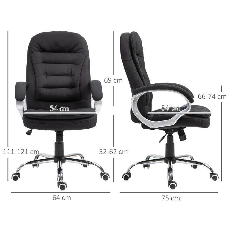 Kontorsstol Arbetsstol Skrivbordsstol Snurrstol 360 Ergonomisk Vippfunktion Höjdjusterbar Svart Linne 64 X 75 X 111-121 Cm 3