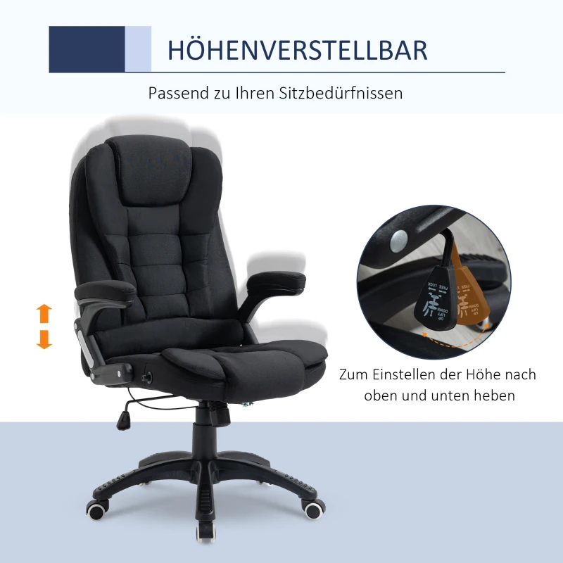 Kontorsstol Datorstol Avslappnad Liggande Höjdjusterbar Skrivbordsstol Ergonomisk 360 Skumplast Linneliknande Polyester Svart 65 X 72 X 100-120cm 4