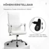 Kontorsstol Ergonomisk Skrivbordsstol Med Vippfunktion Chefsstol Höjdjusterbar Snurrstol Vadderad Konstläderskum Vit 54 X 62 X 104-114 Cm 4