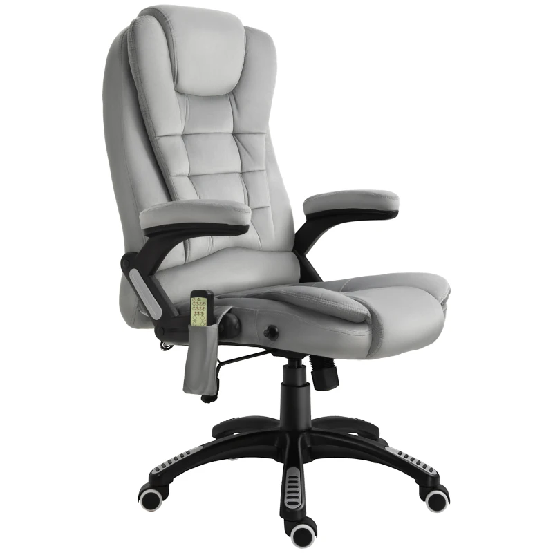 Kontorsstol Massagestol Med Värmefunktion Chefsstol Med Massagefunktion Höjdjusterbar Snurrstol Ergonomisk Gamingstol Massage Grå 67 X 74 X 107-116 Cm 10