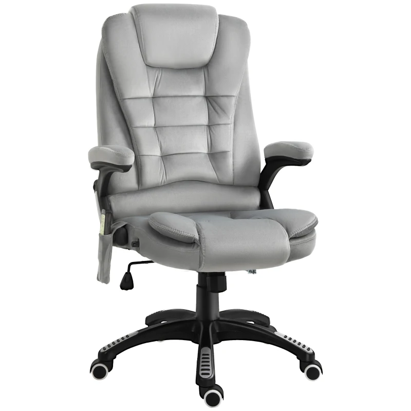 Kontorsstol Massagestol Med Värmefunktion Chefsstol Med Massagefunktion Höjdjusterbar Snurrstol Ergonomisk Gamingstol Massage Grå 67 X 74 X 107-116 Cm 1