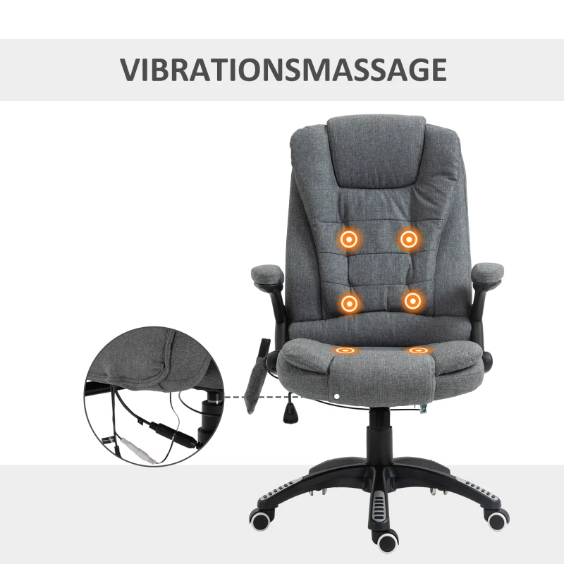 Kontorsstol Massagestol Med Värmefunktion Chefsstol Med Massagefunktion Höjdjusterbar Snurrstol Ergonomisk Gamingstol Massage Mörkgrå 68 X 72 X 110120 Cm 6