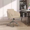 Kontorsstol Medelhög Skrivbordsstol Snurrstol Ergonomisk Datorstol Höjdjusterbar Sammet Touch Metall Beige 64 X 63,5 X 90,8 Cm 2