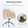 Kontorsstol Medelhög Skrivbordsstol Snurrstol Ergonomisk Datorstol Höjdjusterbar Sammet Touch Metall Beige 64 X 63,5 X 90,8 Cm 4