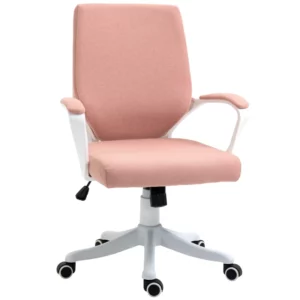 Kontorsstol Skrivbordsstol Hemmakontorsstol Med Vippfunktion Ryggstöd Höjdjusterbar Tjock Vadderad Ergonomisk 360 Vridbar Polyester Nylon PP Rosa + Vit 62x69x92-100 Cm 1