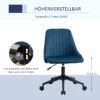 Kontorsstol Snurrstol Skrivbordsstol Ergonomisk Linjedesign Höjdjusterbar 360 svängbar Skum Sammetslen Polyesterblå 50 X 58 X 77-87 Cm 4