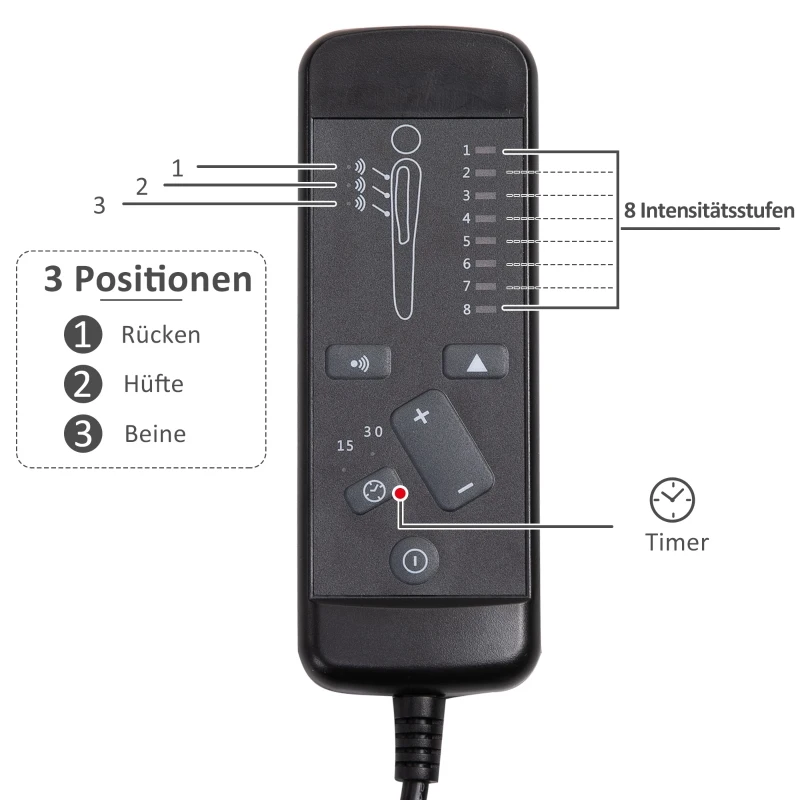 Kontorsstolsmassage, Höj- Och Sänkbar Chefsstol, Gamingstol Med Massagefunktion, Ergonomisk Snurrstol, Massagefåtölj, Grå, 70 X 66 X 109-117 Cm 6