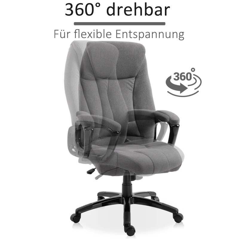 Kontorsstolsmassage, Höj- Och Sänkbar Chefsstol, Gamingstol Med Massagefunktion, Ergonomisk Snurrstol, Massagefåtölj, Grå, 70 X 66 X 109-117 Cm 7