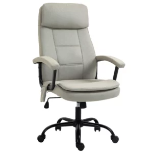 Kontorsstolsmassage Höjdjusterbar Chefsstol Gamingstol Med Massagefunktion, Ergonomisk Snurrstol Massagestol Ländryggsmassage Linne Känns Beige 63 X 70 X 112-121 Cm 1