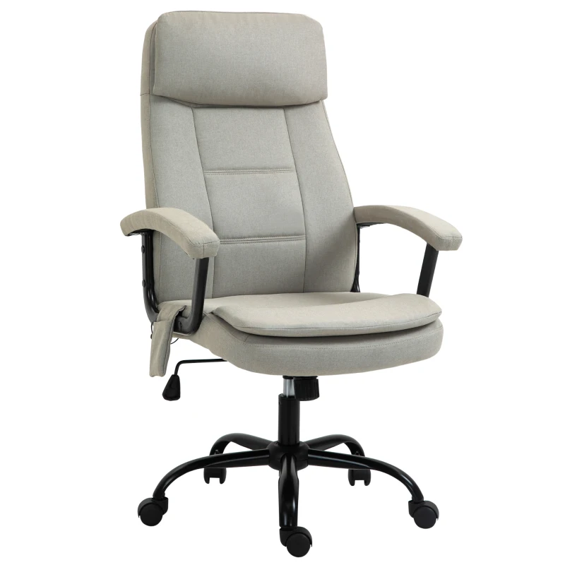 Kontorsstolsmassage Höjdjusterbar Chefsstol Gamingstol Med Massagefunktion, Ergonomisk Snurrstol Massagestol Ländryggsmassage Linne Känns Beige 63 X 70 X 112-121 Cm 10