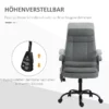 Kontorsstolsmassage Höjdjusterbar Chefsstol Gamingstol Med Massagefunktion, Ergonomisk Snurrstol Massagestol Ländryggsmassage Linne Känns Grå 63 X 70 X 112-121 Cm 5