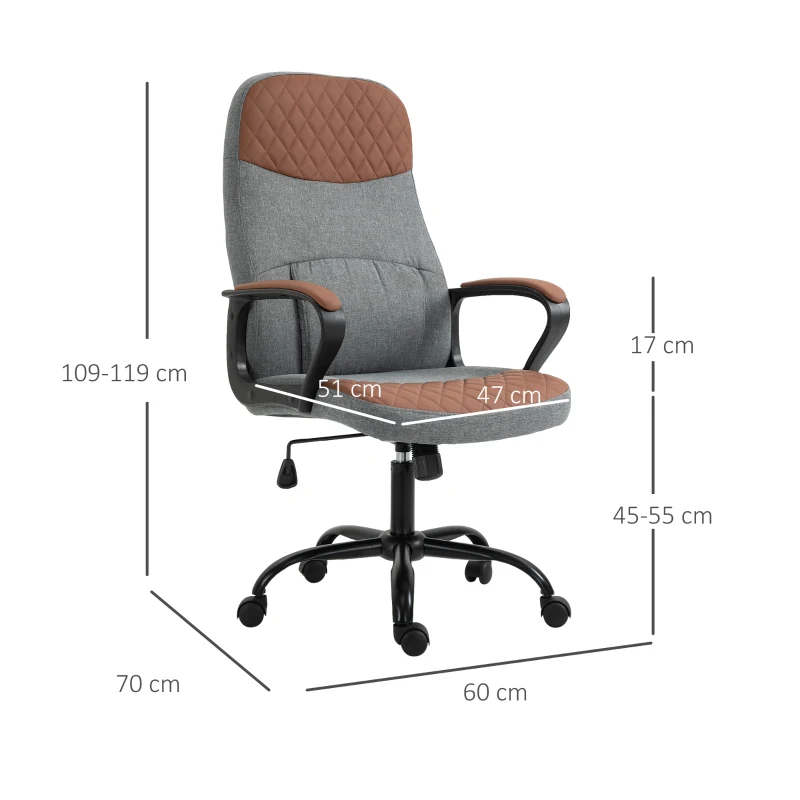 Kontorsstolsmassage Höjdjusterbar Chefsstol Gamingstol Med Massagefunktion Ergonomisk Snurrstol Massagestol PU-läder Stålgrå + Brun 60 X 70 X 109-119 Cm 3