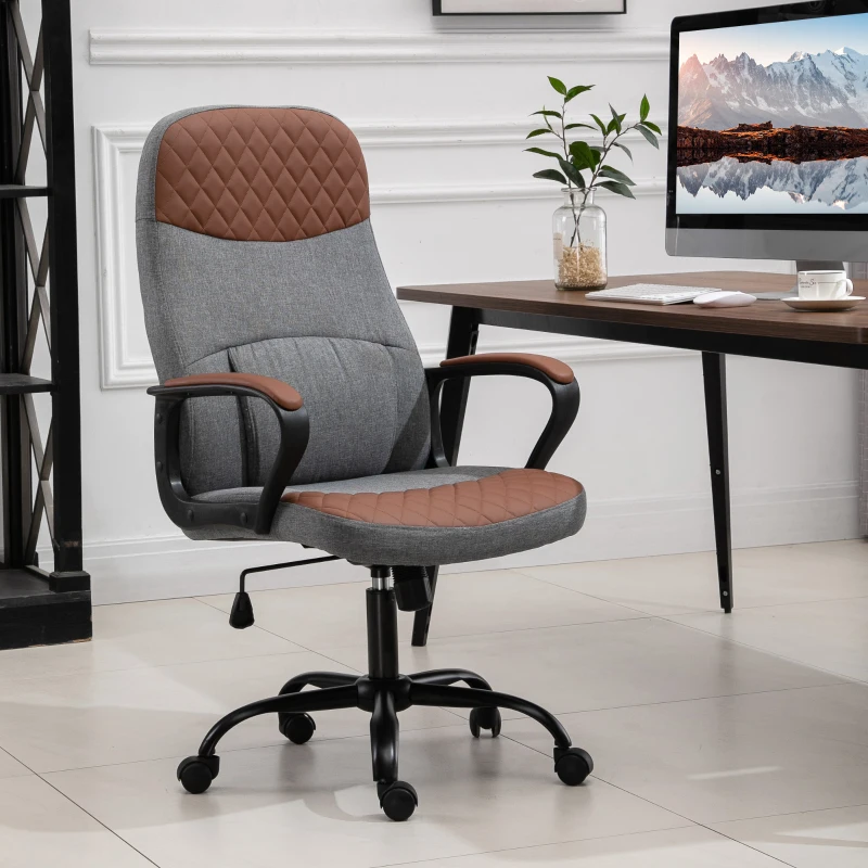 Kontorsstolsmassage Höjdjusterbar Chefsstol Gamingstol Med Massagefunktion Ergonomisk Snurrstol Massagestol PU-läder Stålgrå + Brun 60 X 70 X 109-119 Cm 9