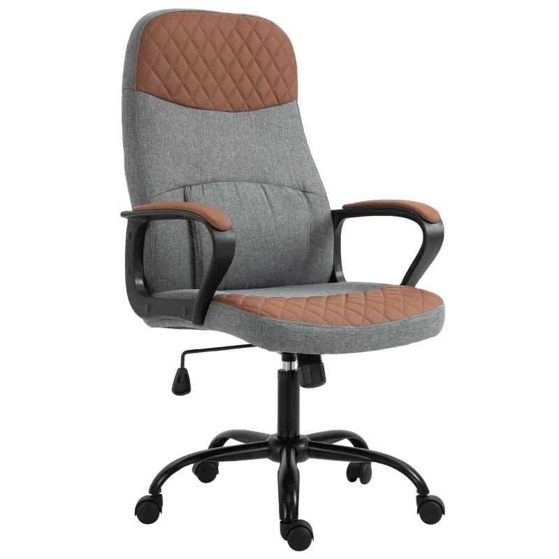 Kontorsstolsmassage Höjdjusterbar Chefsstol Gamingstol Med Massagefunktion Ergonomisk Snurrstol Massagestol PU-läder Stålgrå + Brun 60 X 70 X 109-119 Cm 10