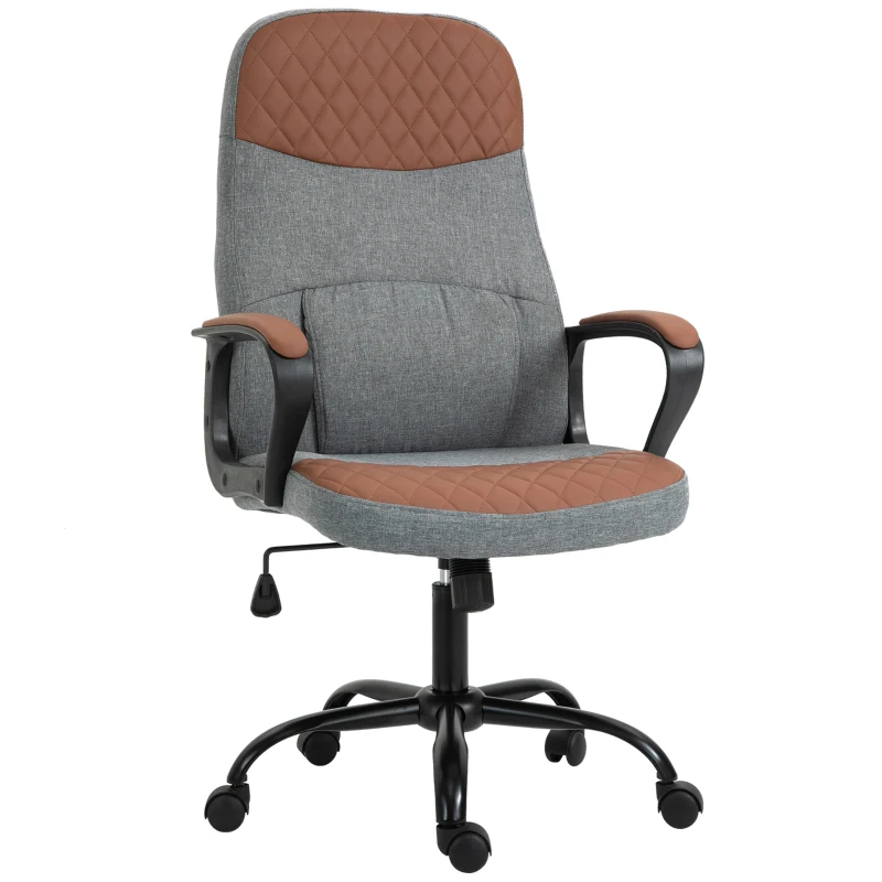 Kontorsstolsmassage Höjdjusterbar Chefsstol Gamingstol Med Massagefunktion Ergonomisk Snurrstol Massagestol PU-läder Stålgrå + Brun 60 X 70 X 109-119 Cm 1