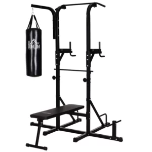 Kraftstation Med Pull-up Bar, Multifunktionell Dipstation, Träningsapparat För Hemmet, Med Boxningspåse, Fitness, Stål, Svart, 180 X 183 X 219 Cm 1