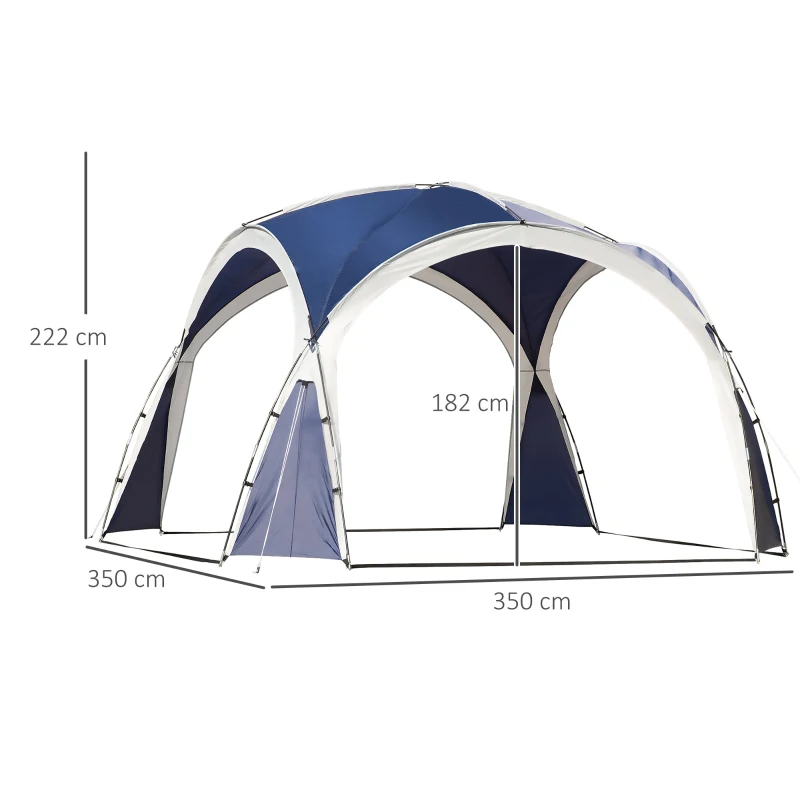 Kupoltält För 6-8 Personer, Lusthus, Skydd Mot Sol Och Duggregn, 3,5 X 3,5 X 2,22 M, Blått + Grått 3