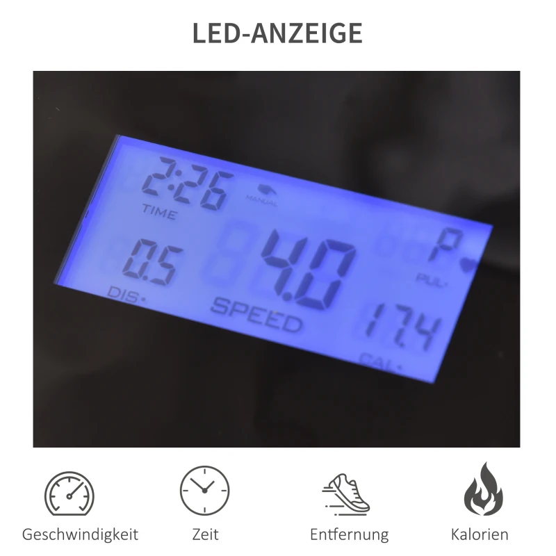 Löpband Hopfällbar Elektrisk 500W 1-12,8 Km/h Med LED Display Mugghållare Och Mobiltelefonhållare För Home Gym Indoor Fitness Stål ABS Svart + Grå 142 X 66 X 127 Cm 5