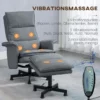 Massagekontorsstol Med Fotpall, 8 Vibrationshuvuden, 1 Fjärrkontroll, 1 Sidficka, Grå 4