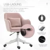 Massagekontorsstol Skrivbordsstol Datorstol Snurrstol Arbetsstol Med Vibrationsfunktion USB-gren Massagefunktion Ländkudde Armstöd 78-86 Cm Höjdjusterbara Rosa 5