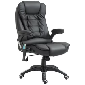 Massagestol Brosessel Kontorsstol Executive Stol Gaming Stol 6-punkts Vibrationsmassage Med Värmefunktion Vridbar Skinnstol I Konstläder Svart 70 X 70 X 111 121cm 1