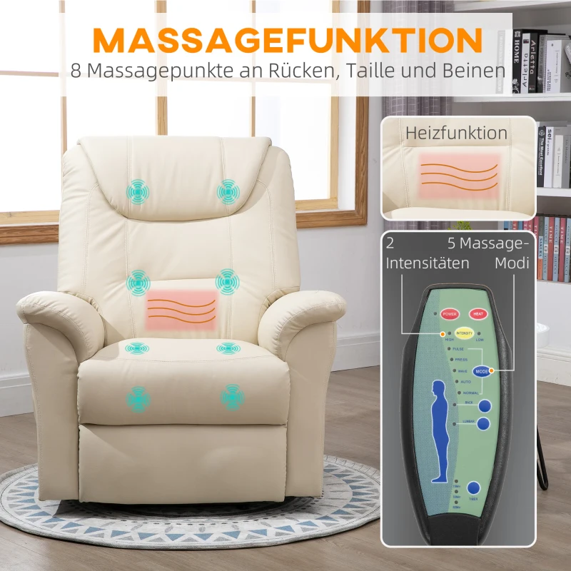 Massagestol Med Ståhjälp, 8 Vibrationspunkter, Värmefunktion, Fotstöd, Kräm 5