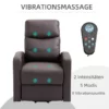 Massagestol Med Ståhjälp, Avslappningsstol, Liggstol, Nackstöd, 8 Vibrationspunkter, 2 Fjärrkontroller, Brun 5